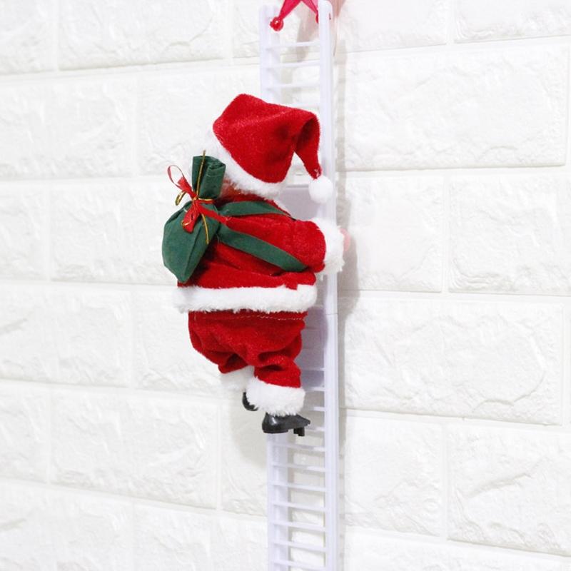 Animated Christmas Climbing Santa Plush Musical Ladder Toy for Holiday Home Decor