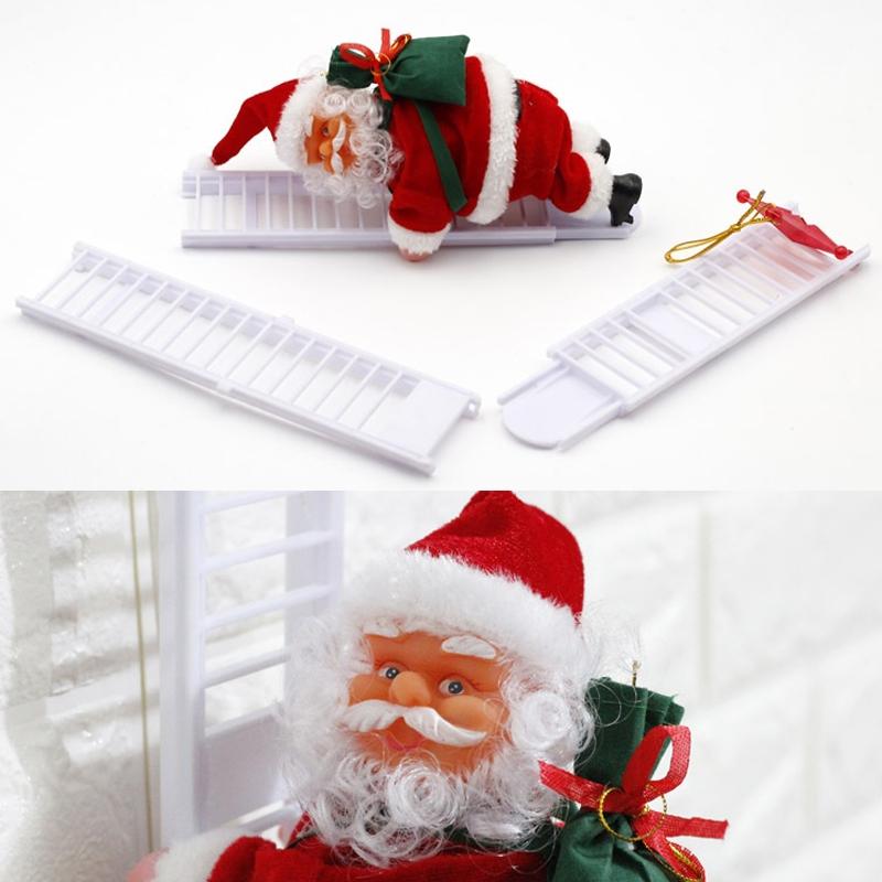 Animated Christmas Climbing Santa Plush Musical Ladder Toy for Holiday Home Decor