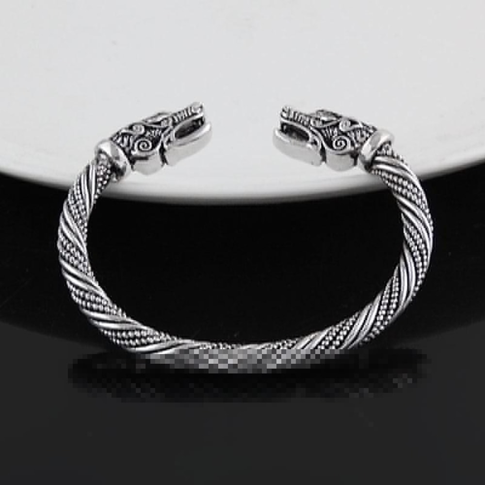 Dragon Head Viking Bracelet For Men Stainless Steel Norse Wrist Cuff Jewelry 4