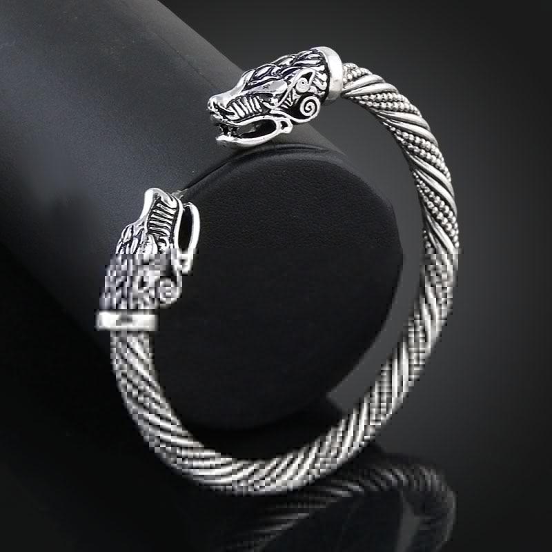 Dragon Head Viking Bracelet For Men Stainless Steel Norse Wrist Cuff Jewelry 7