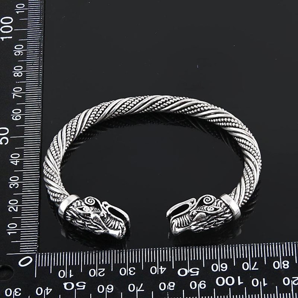 Dragon Head Viking Bracelet For Men Stainless Steel Norse Wrist Cuff Jewelry 5