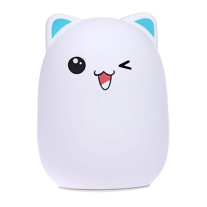 Rechargeable Cat Night Light Silicone LED Lamp With Color Changing Glow For Kids Bedrooms 4