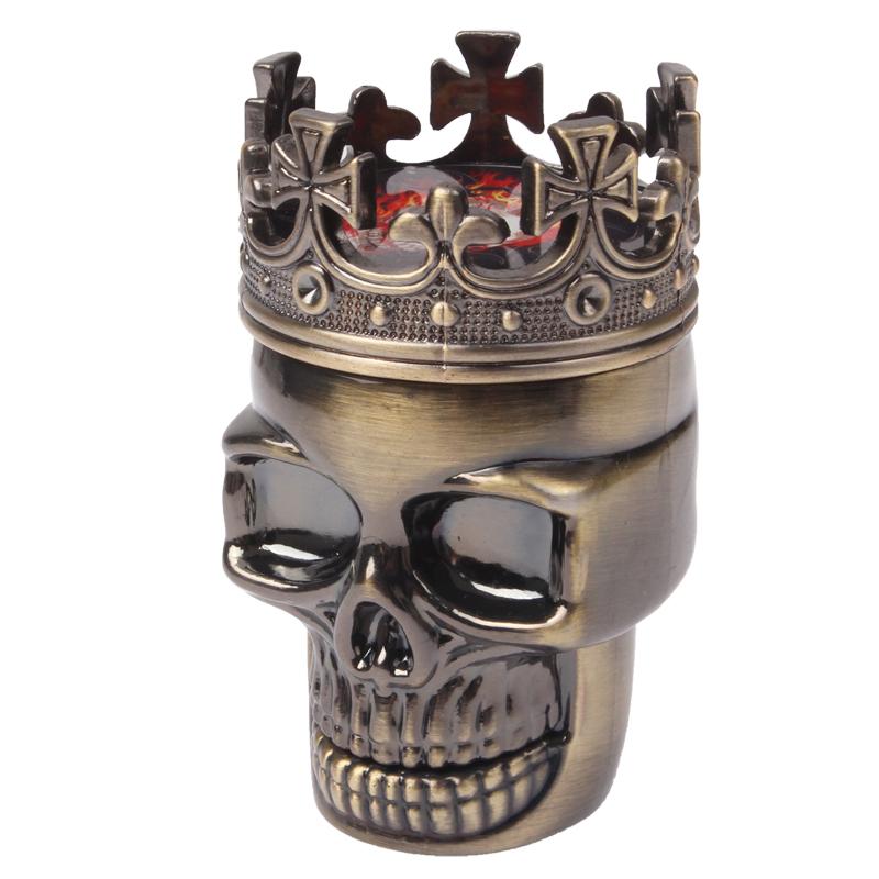 Skull King Zinc Alloy Herb Grinder With Double Layer Mesh Catcher For Tobacco And Spices 2
