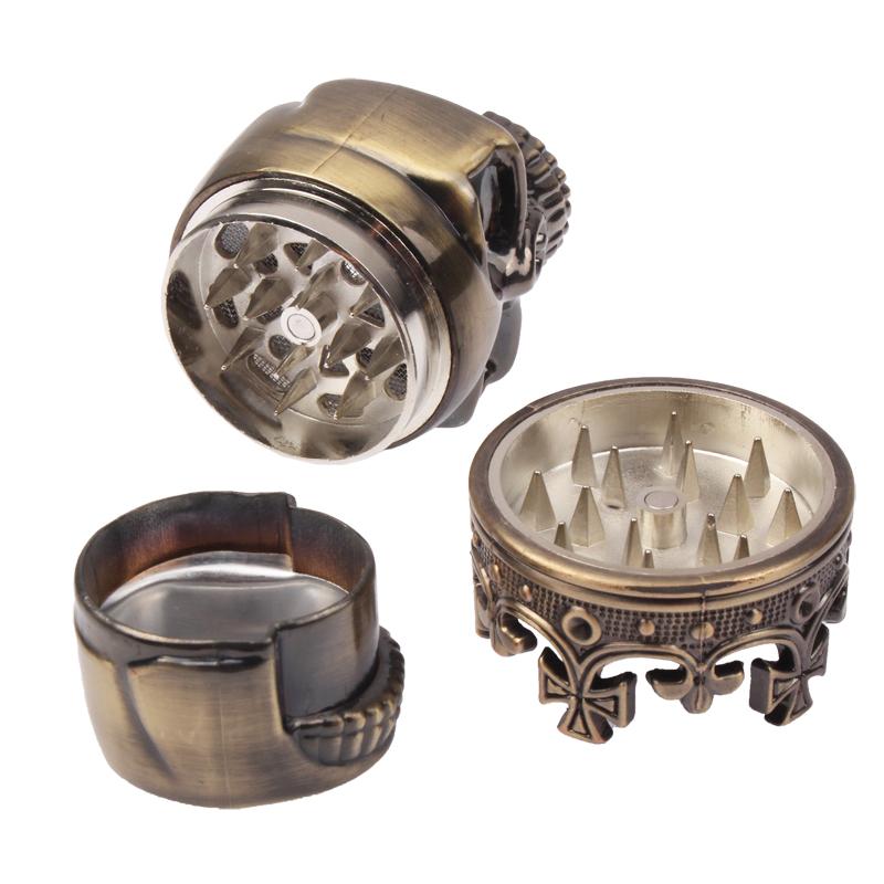 Skull King Zinc Alloy Herb Grinder With Double Layer Mesh Catcher For Tobacco And Spices 5