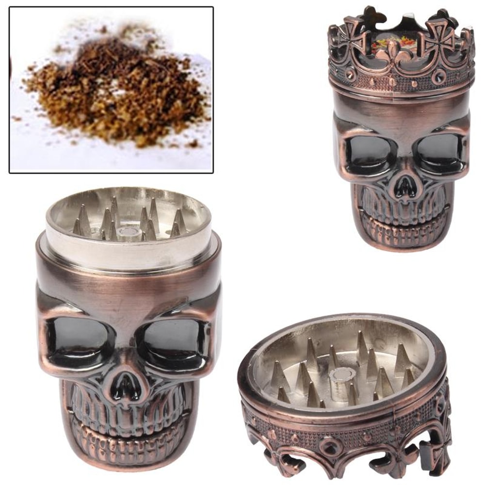 Skull King Zinc Alloy Herb Grinder With Double Layer Mesh Catcher For Tobacco And Spices 6
