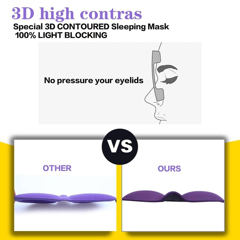 3D Memory Foam Sleep Eye Mask With Adjustable Strap And Total Blackout Comfort 3