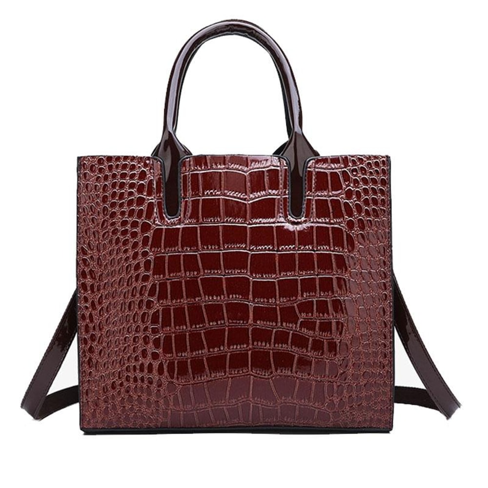 3-in-1 Women Shoulder Bag Crocodile Pattern Tote Purse with Adjustable Strap