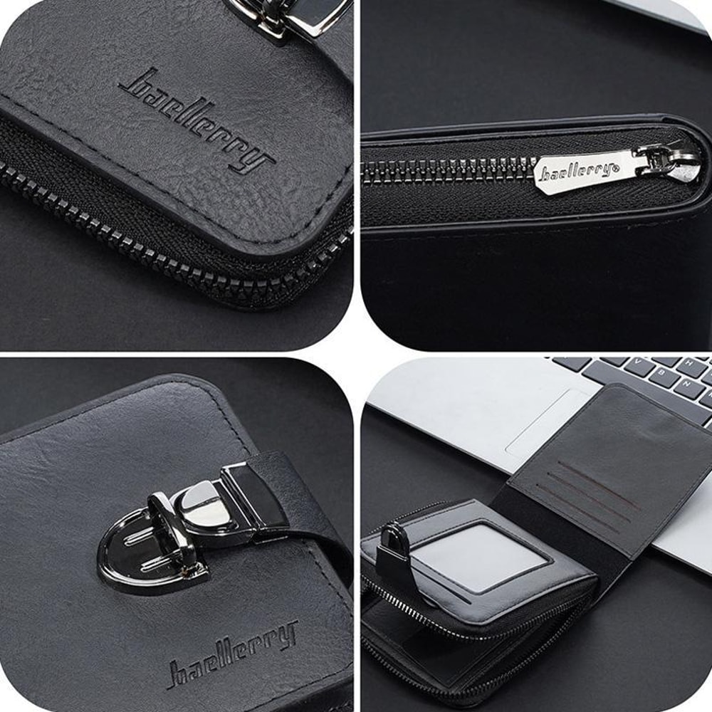Vintage RFID Men Wallet With Zipper Coin Pocket Multi Card Holder 2