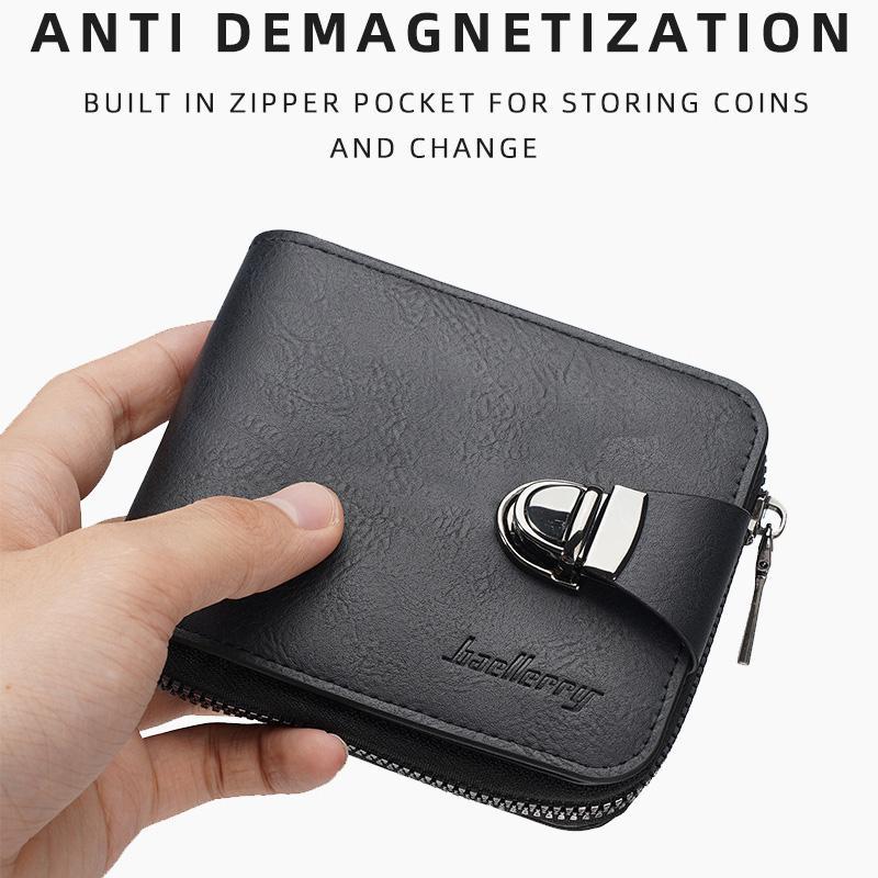 Vintage RFID Men Wallet With Zipper Coin Pocket Multi Card Holder 3