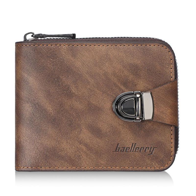 Vintage RFID Men Wallet With Zipper Coin Pocket Multi Card Holder 9