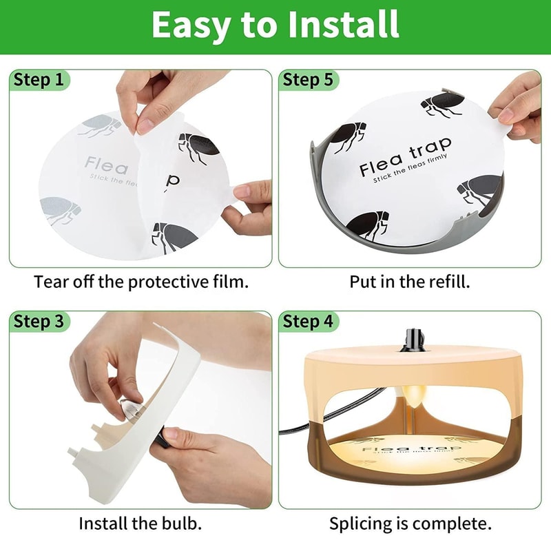 2PCS Flea Trap Indoor Pet Safe Sticky Light Trap For Cats Dogs Home Pest Control 6