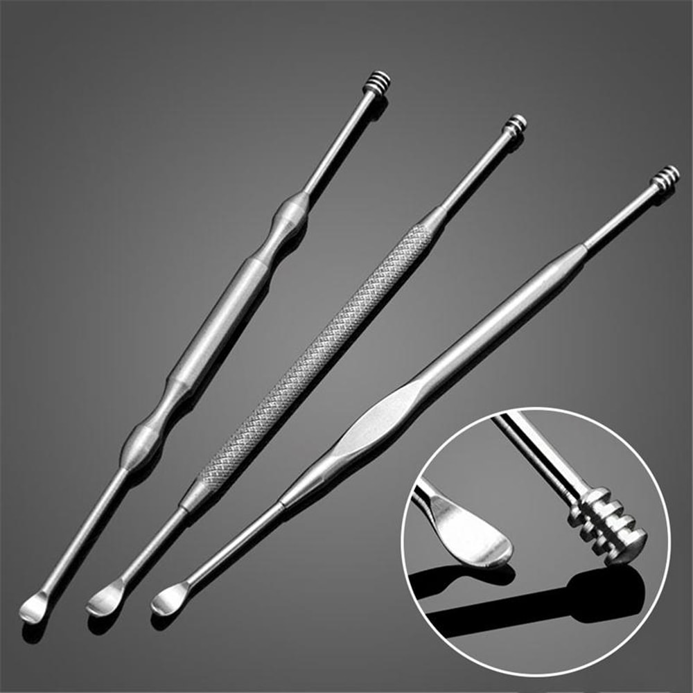 Precision Stainless Steel Ear Cleaning Kit 3PCS Reusable Earwax Removal Tool Set 2