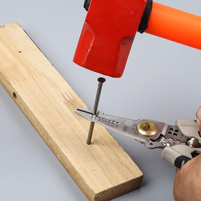 7-Inch Wire Stripper & Crimping Tool with Hex Wrench Holes for Electricians