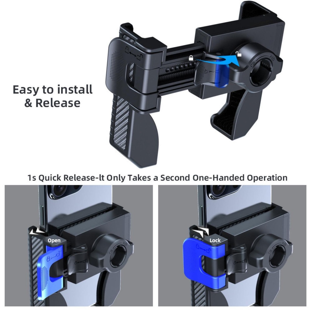 Carbon Fiber Bike & Scooter Phone Holder with 360° Rotation for 4.7–7 Inch Smartphones