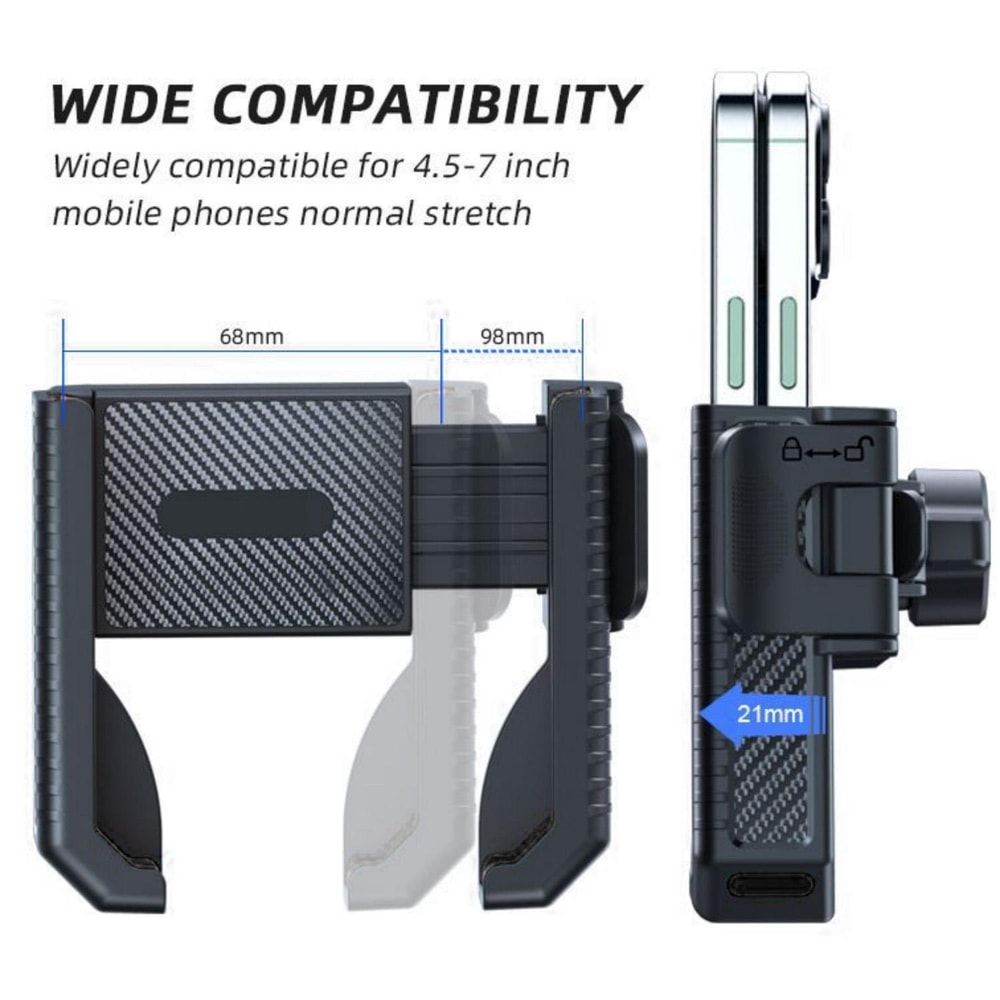 Carbon Fiber Bike & Scooter Phone Holder with 360° Rotation for 4.7–7 Inch Smartphones
