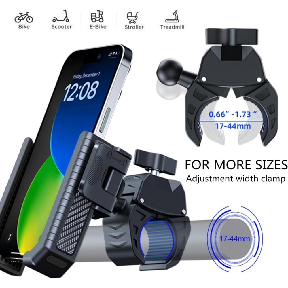 Carbon Fiber Bike & Scooter Phone Holder with 360° Rotation for 4.7–7 Inch Smartphones