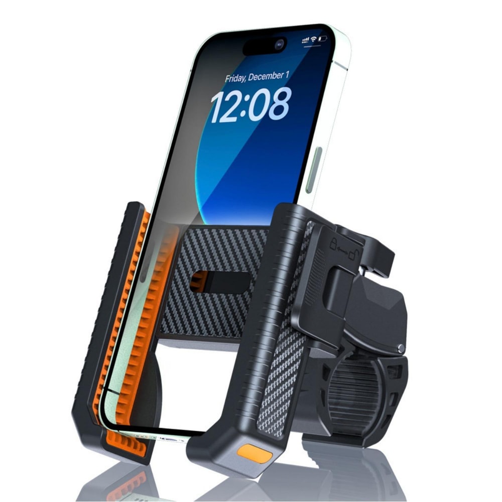 Carbon Fiber Bike & Scooter Phone Holder with 360° Rotation for 4.7–7 Inch Smartphones