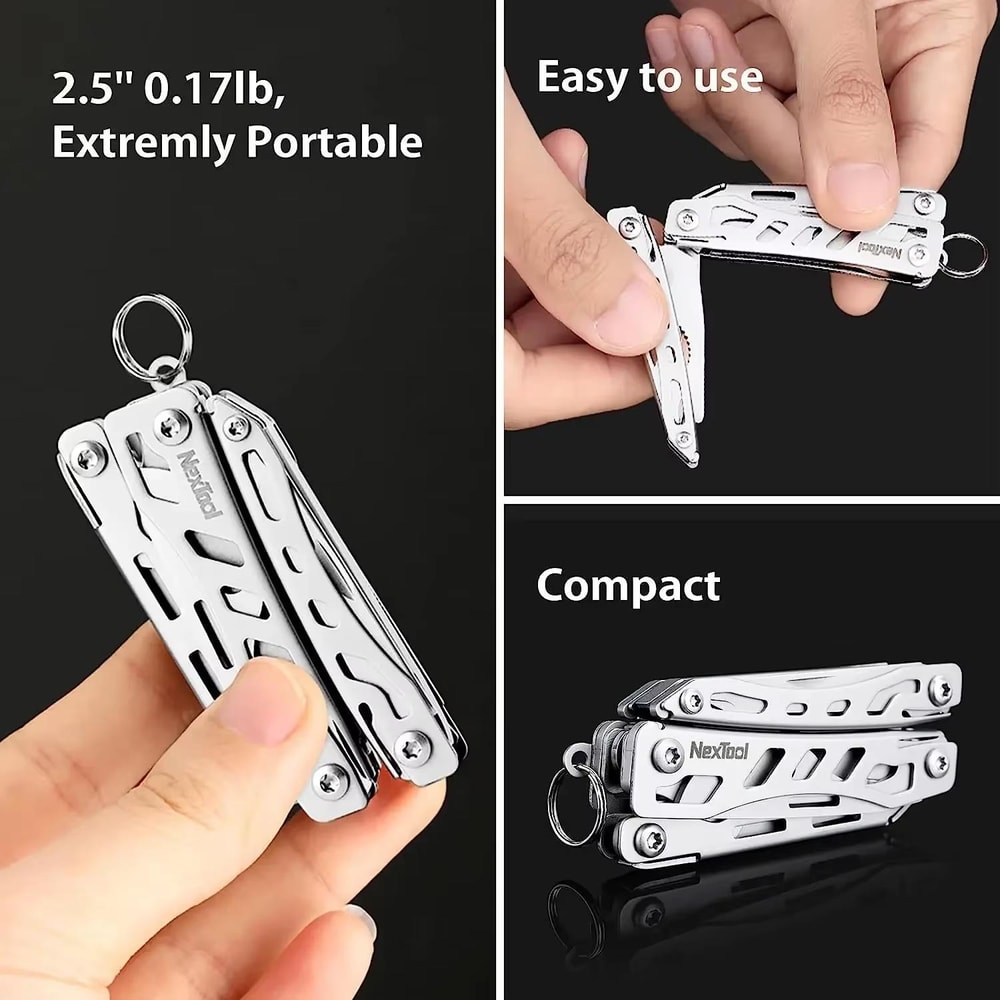 10-in-1 Mini Multitool Pliers Keychain with Pocket Knife & Scissors for Everyday Carry