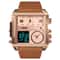 Men Multifunctional Digital Watch with Leather Strap and Waterproof Square Dial