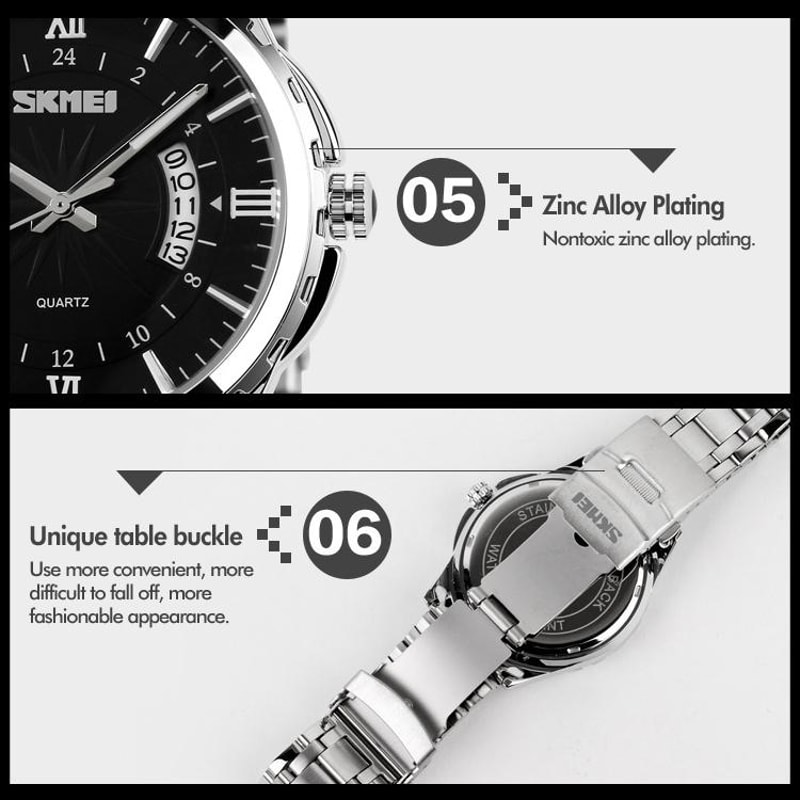 Waterproof Quartz Watch For Men With Luminous Dial Stainless Steel Strap 3