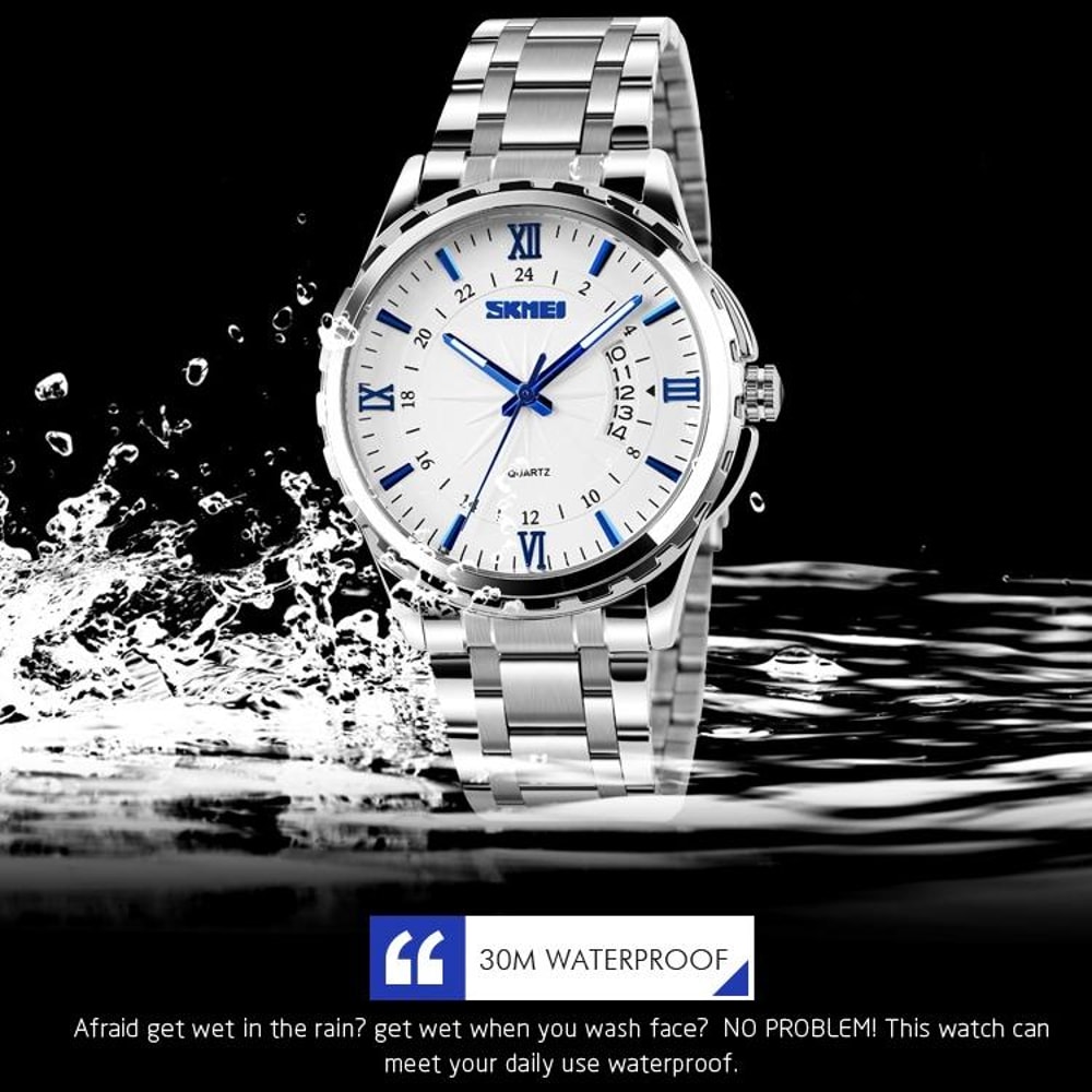 Waterproof Quartz Watch For Men With Luminous Dial Stainless Steel Strap 5