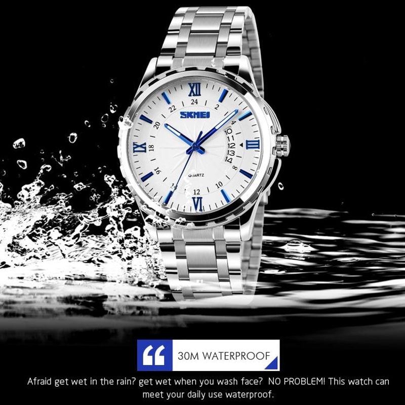 Waterproof Quartz Watch For Men With Luminous Dial Stainless Steel Strap 5