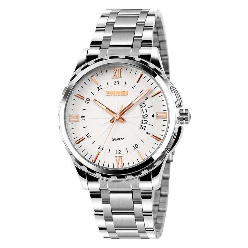 Waterproof Quartz Watch For Men With Luminous Dial Stainless Steel Strap 8