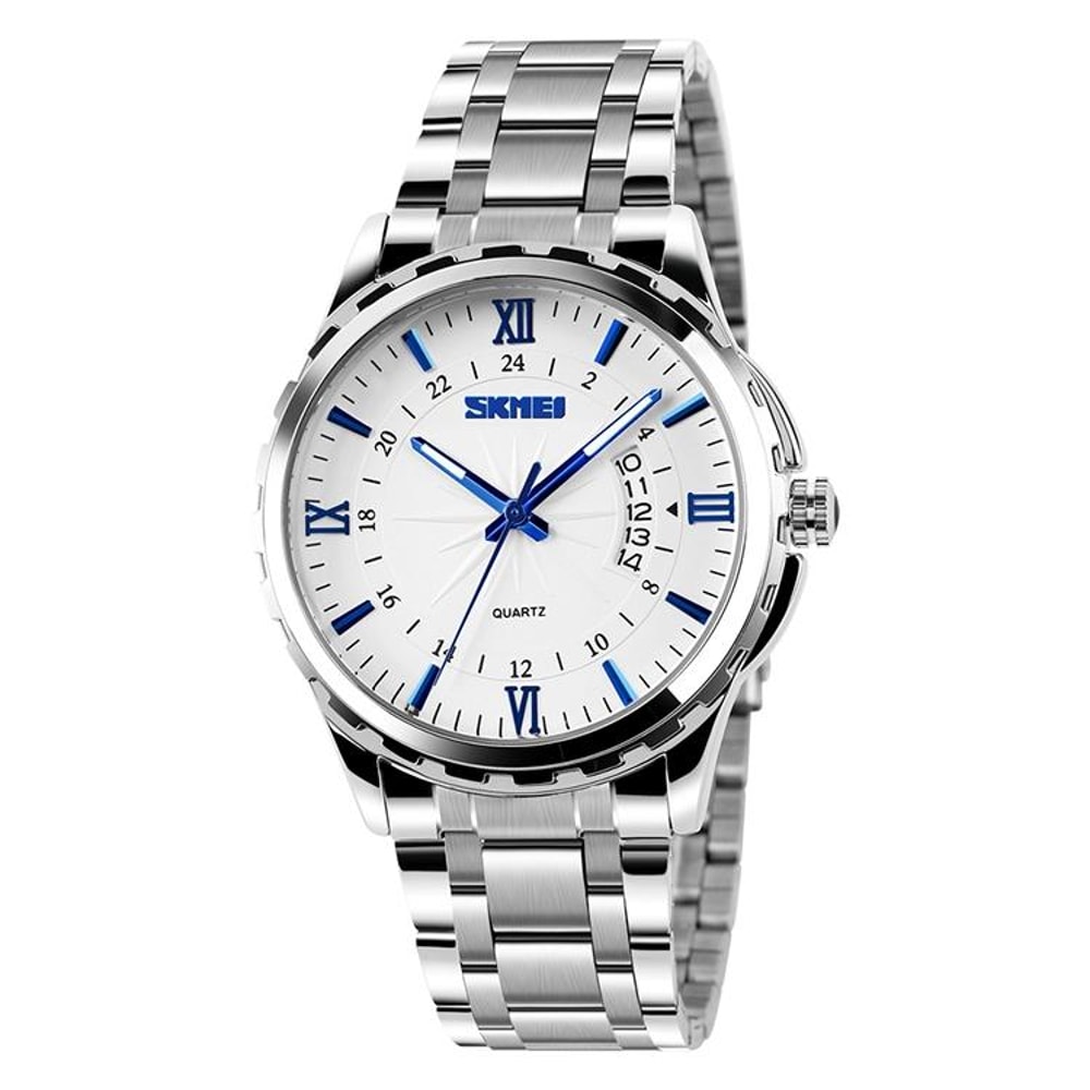 Waterproof Quartz Watch for Men with Luminous Dial & Stainless Steel Strap