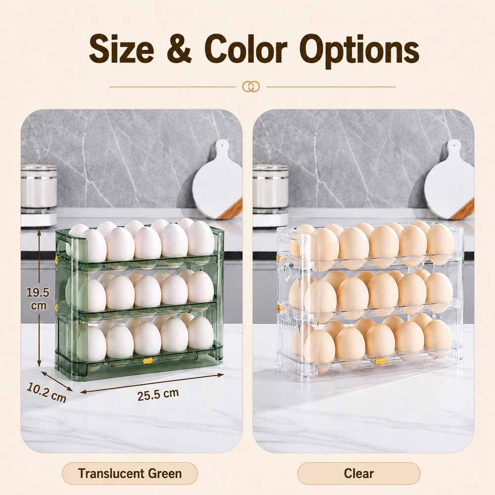 Egg Holder For Refrigerator 30Egg 3Tier Organizer With Date Tracker 4