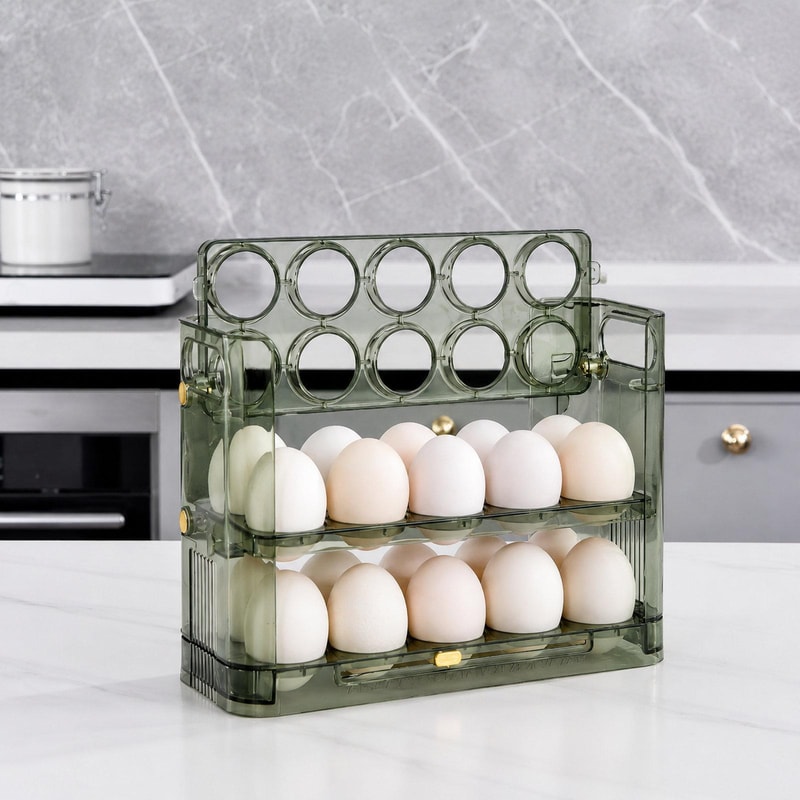 Egg Holder For Refrigerator 30Egg 3Tier Organizer With Date Tracker 6