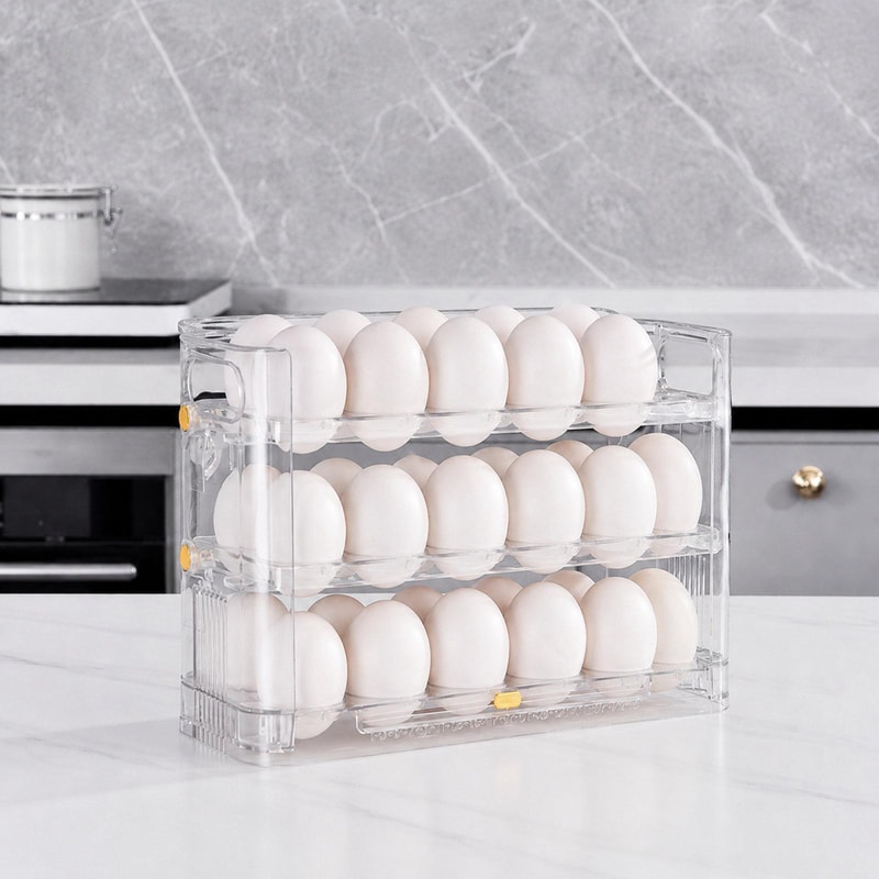 Egg Holder For Refrigerator 30Egg 3Tier Organizer With Date Tracker 7