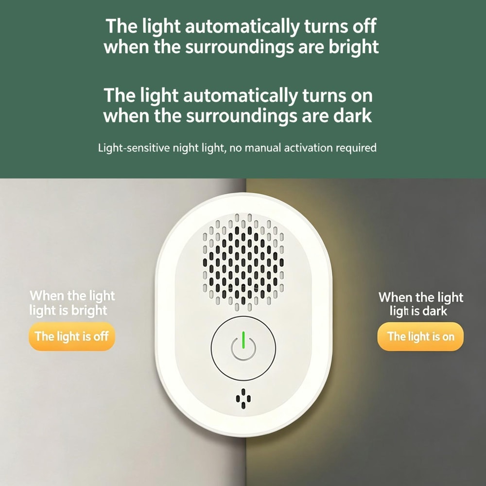 Ultrasonic Pest Repeller Lamp with Smart Night Light for Mosquitoes, Mice & Insects