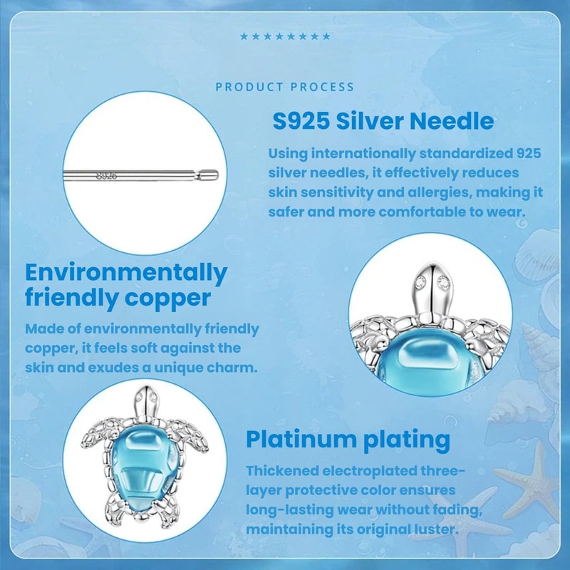 Elegant Sea Turtle Zircon Stud Earrings For Women In White Gold Plated Silver Needle Design 5