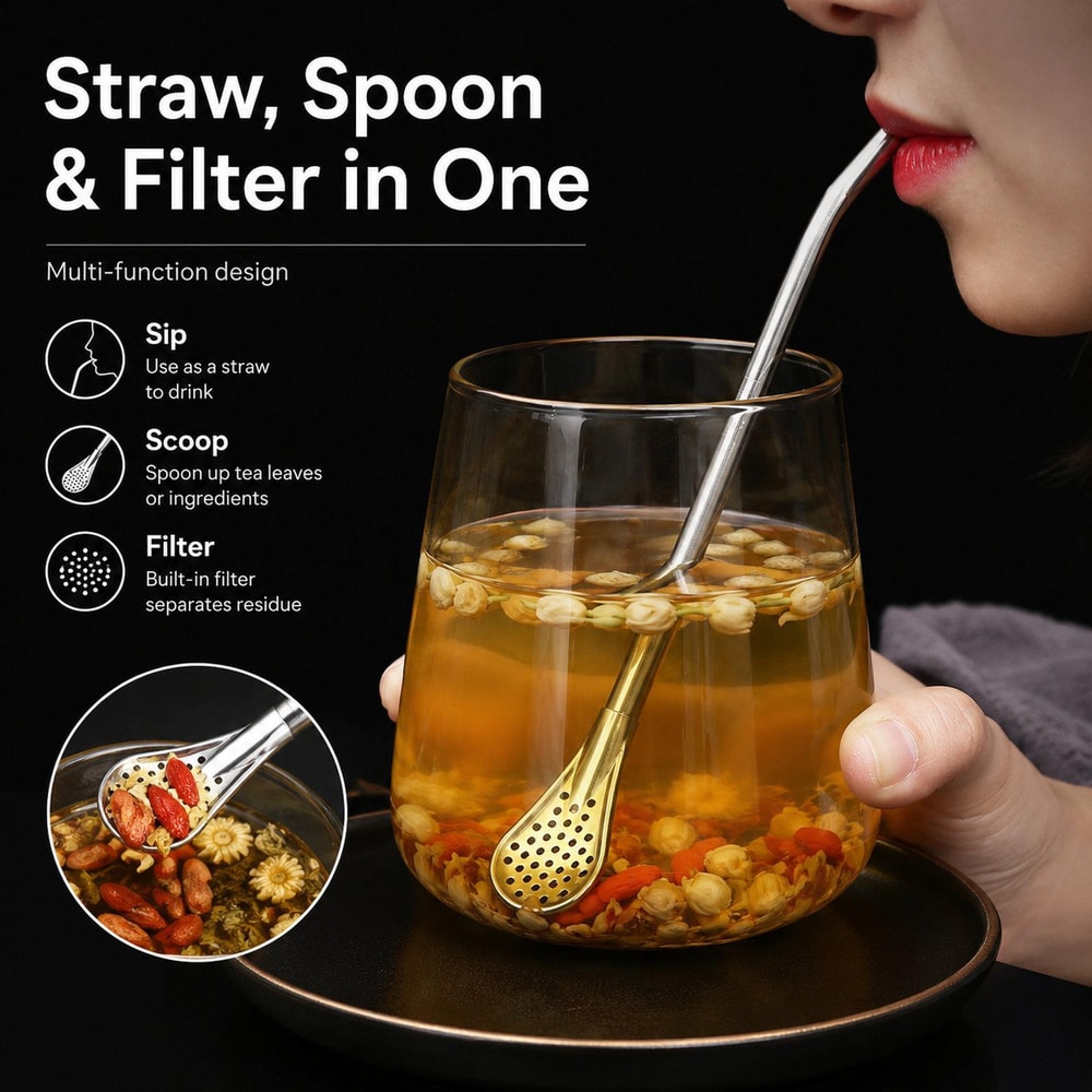 Detachable Yerba Mate Straw Set with Tea Filter & Cleaning Brushes Stainless Steel Bombilla 2 PCS