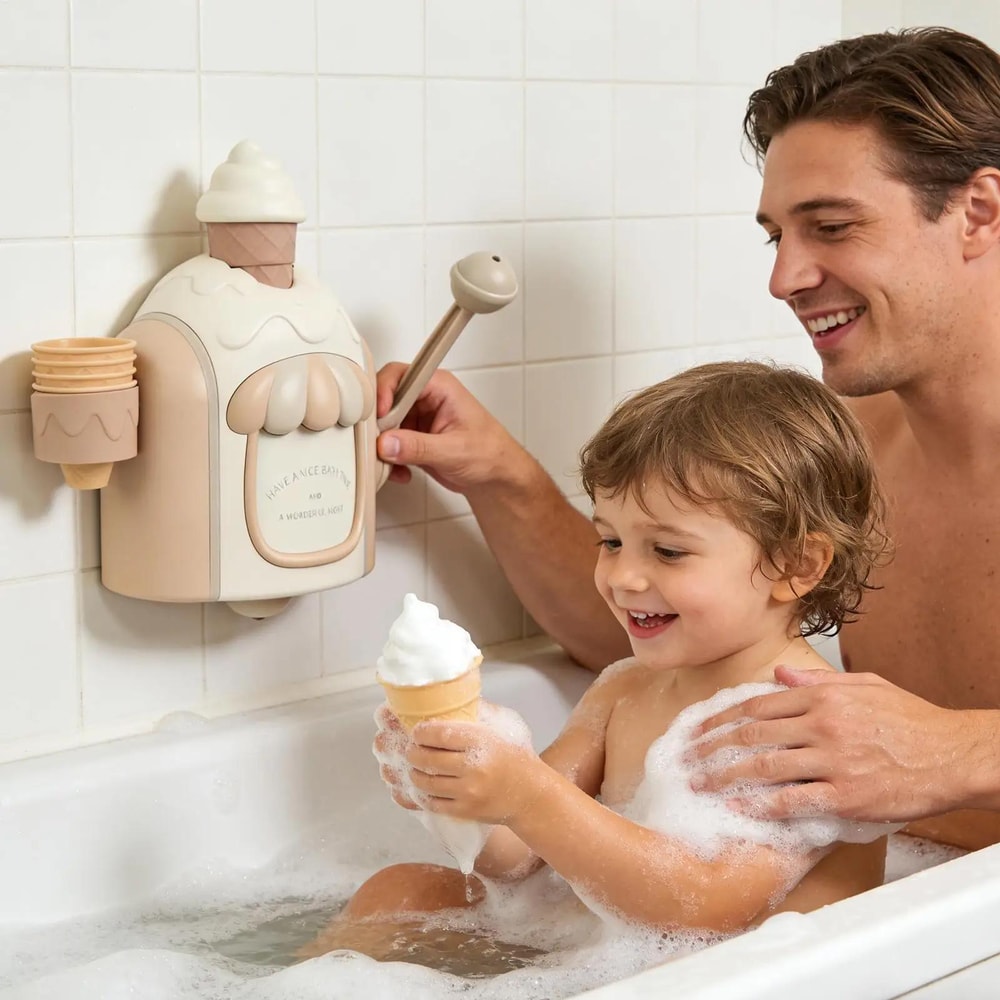 Sweet Scoop Bath Bubble Toy Ice Cream Foam Maker for Toddlers & Kids