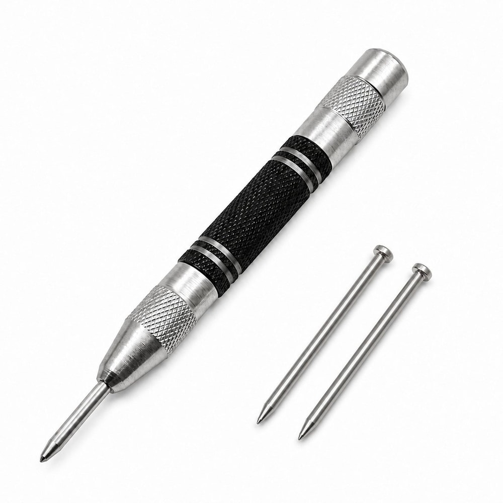 5-Inch Automatic Center Punch & Glass Breaker Tool with Spare Tips