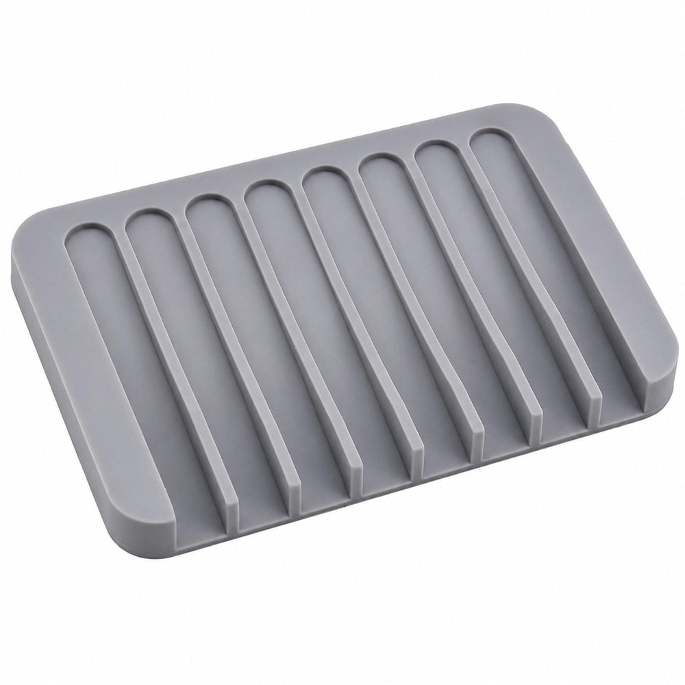 Silicone Self-Draining Soap Dish Holder for Bathroom, Shower & Kitchen Sink