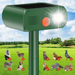 solar ultrasonic animal repeller with pir motion sensor & led flashing deterrent