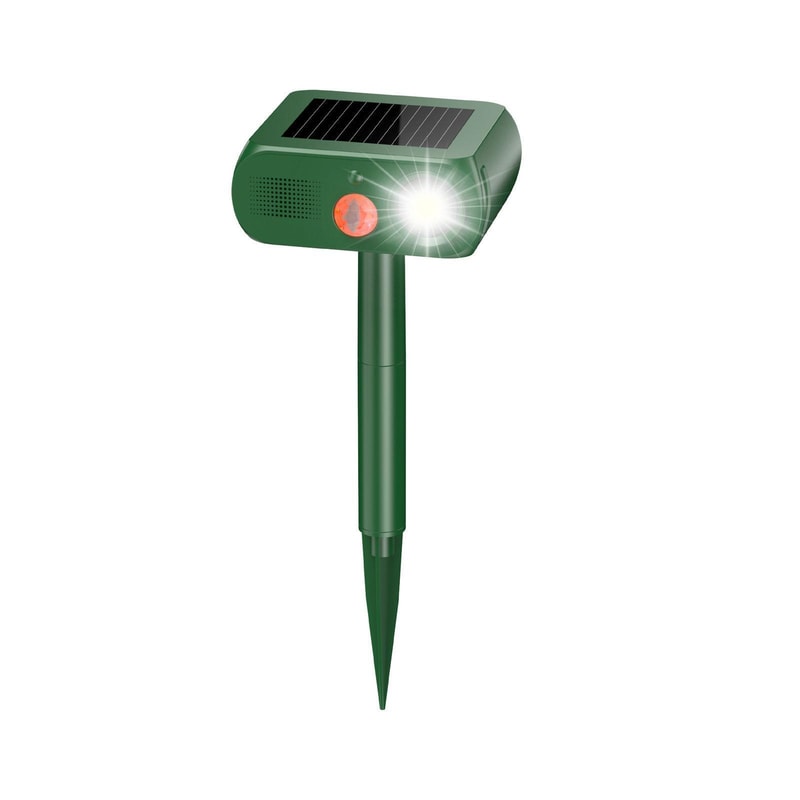 Solar Ultrasonic Animal Repeller with PIR Motion Sensor & LED Flashing Deterrent