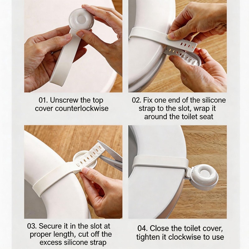 TouchFree Toilet Seat Lifter Handle Adjustable Hygienic Toilet Lid Handle for Clean Bathroom Use