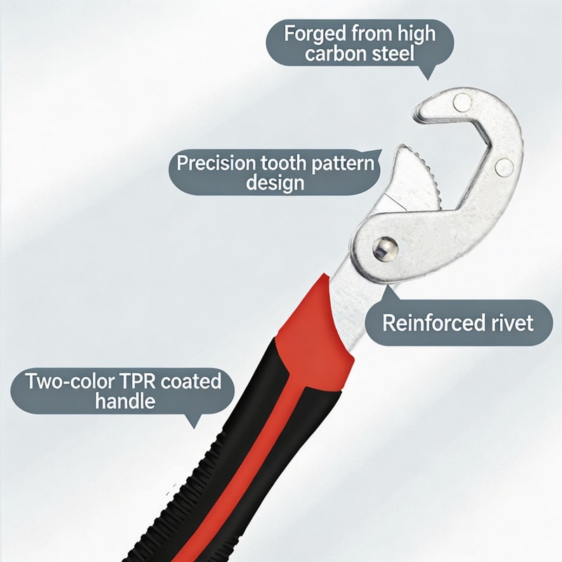 8-Inch Adjustable Wrench Multi-Function Quick Spanner for Plumbing, Auto Repair & Damaged Nuts