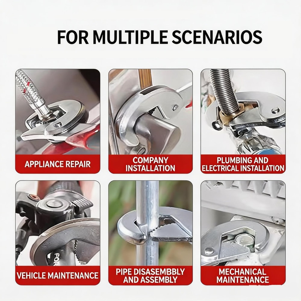 8-Inch Adjustable Wrench Multi-Function Quick Spanner for Plumbing, Auto Repair & Damaged Nuts