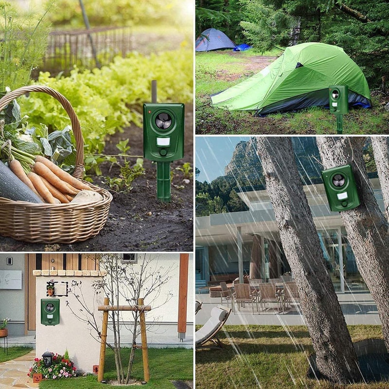 Ultrasonic Animal Repeller Waterproof Outdoor Pest Deterrent for Gardens & Yards