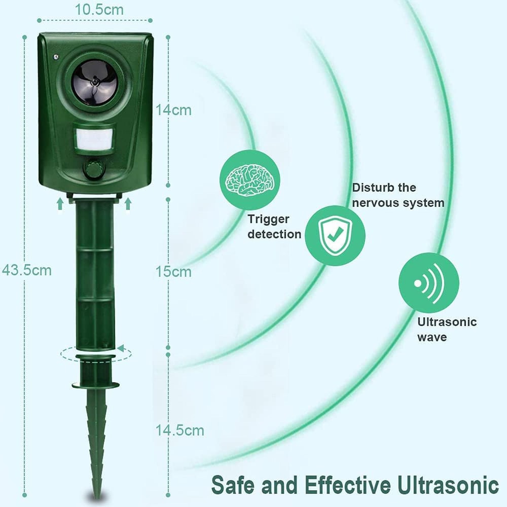 Ultrasonic Animal Repeller Waterproof Outdoor Pest Deterrent for Gardens & Yards