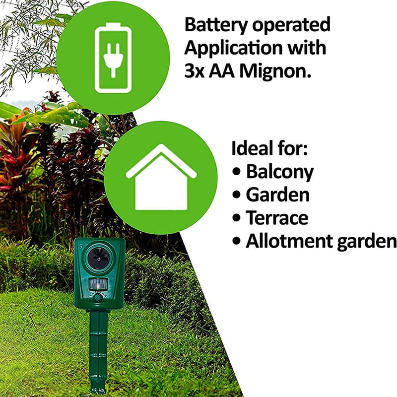 Ultrasonic Animal Repeller Waterproof Outdoor Pest Deterrent for Gardens & Yards