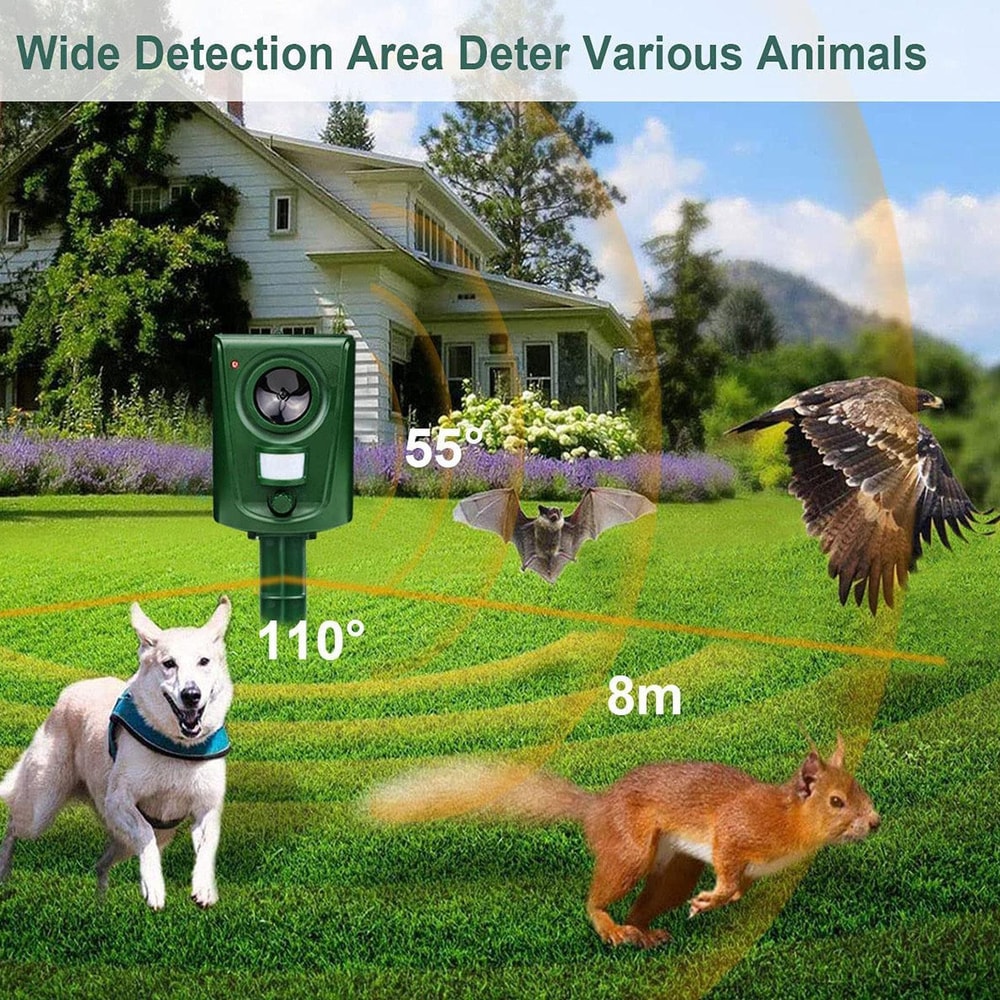 Ultrasonic Animal Repeller Waterproof Outdoor Pest Deterrent for Gardens & Yards