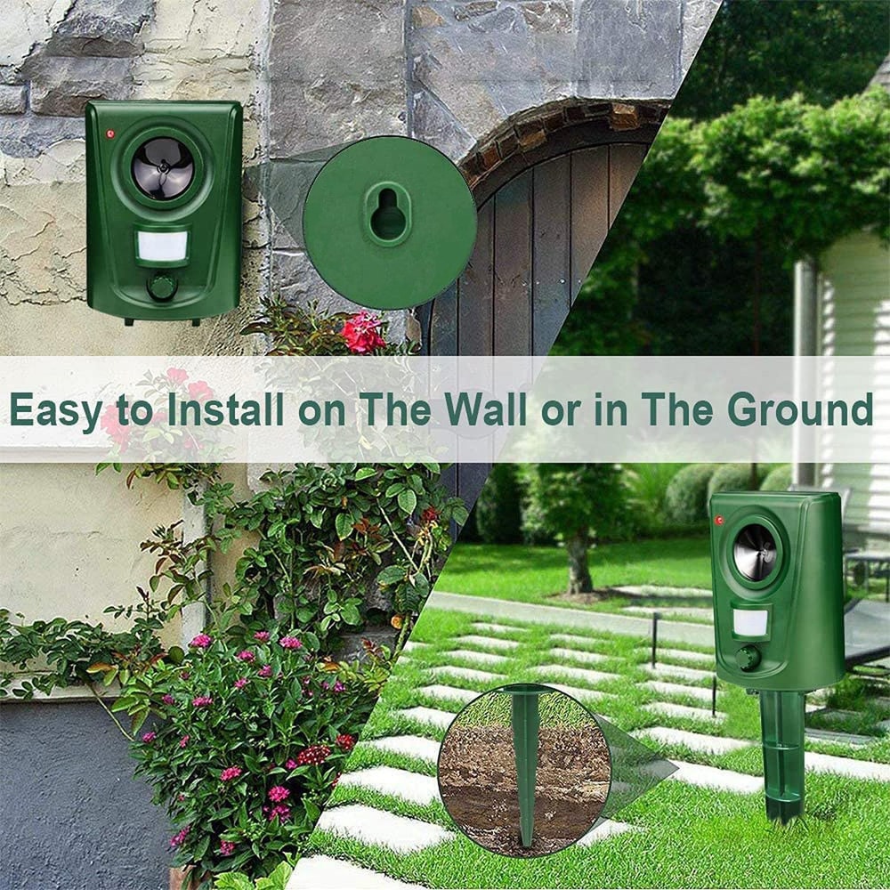 Ultrasonic Animal Repeller Waterproof Outdoor Pest Deterrent for Gardens & Yards