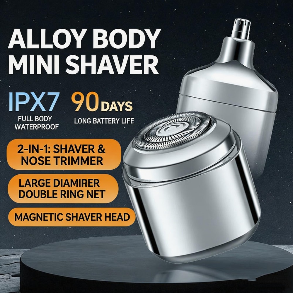 2in1 Mini Electric Shaver For Men Portable Travel Razor Nose Hair Trimmer 3