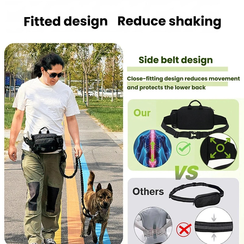 HandsFree Dog Walking Bag With Leash Water Bottle Holder For Outdoor Travel 2