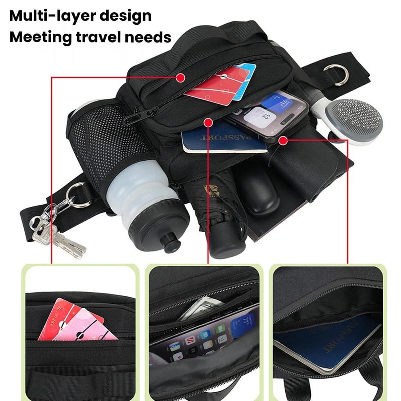 HandsFree Dog Walking Bag With Leash Water Bottle Holder For Outdoor Travel 4